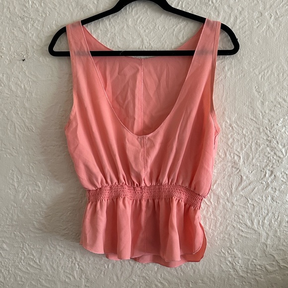 Aritzia Wilfred Peach Pink Scoop Back Peplum Sleeveless Top Small - Picture 4 of 7